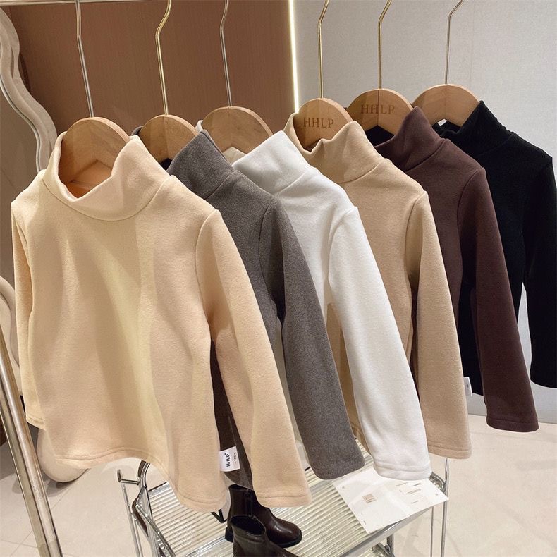 Girls' Base Layer Shirt 2025 New Children's Unisex Long-Sleeve T-Shirt Winter High-Neck Thermal Top Trendy