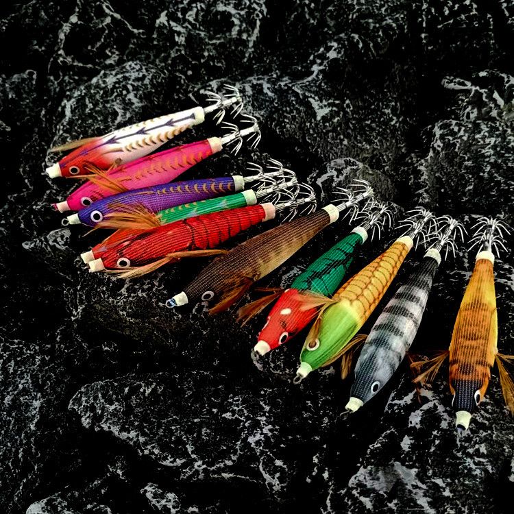 Manufacturer South Korea horizontal shrimp color computer cloth horizontal luminous shrimp round belly shrimp sea fishing Luya squid hook