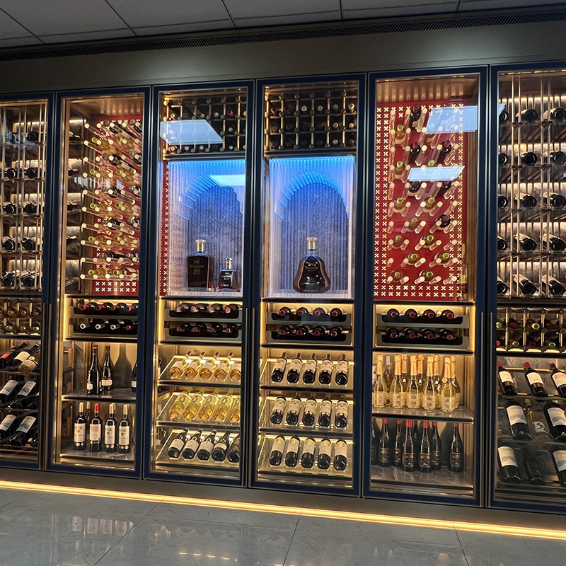 New Light Luxury Stainless Steel Constant Temperature Smart Wine Cabinet Display Cabinet Wall-Mounted Living Room Wine Rack Glass Door White Wine Cabinet