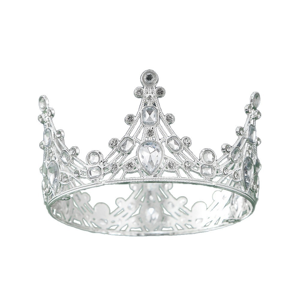 Cross-border Hot Selling Crown Decoration Ornaments Party Baking Valentine's Day Adult Queen Pearl Crown Headwear Children's Crown