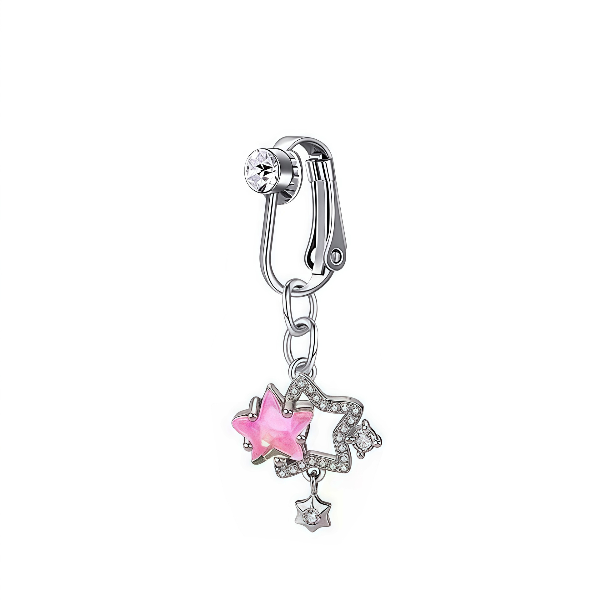 Amazon Aliexpress Cross-Border E-Commerce New Style Punch-Free Navel Clip Ear Clip Inlaid with Zircon Bow Moon Jewelry