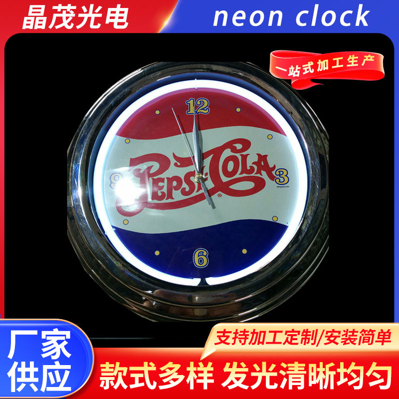 Настенные часы в стиле неон с одним трубкой 15 дюймов