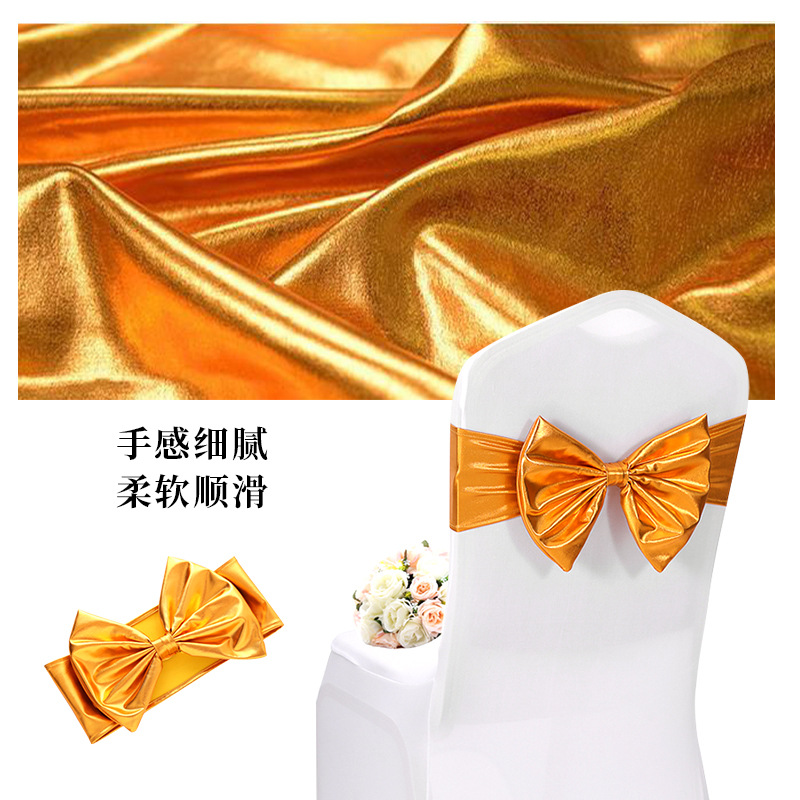 Cross-Border Hotel Wedding Bow Chair Back Elastic Straps Decorative Ceremony Stool Ribbon Chair Back Specifically for Hotel Decoration