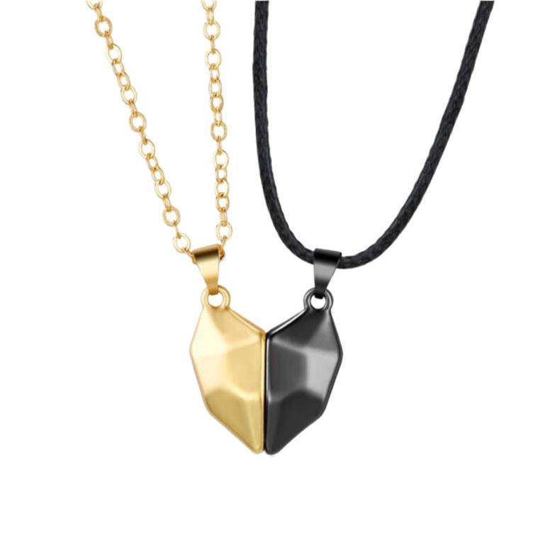 Cross-Border Popular Love Magnetic Necklace Couple Love Splicing Heart-Shaped Pendant Necklace Men and Women Necklace Hip-Hop