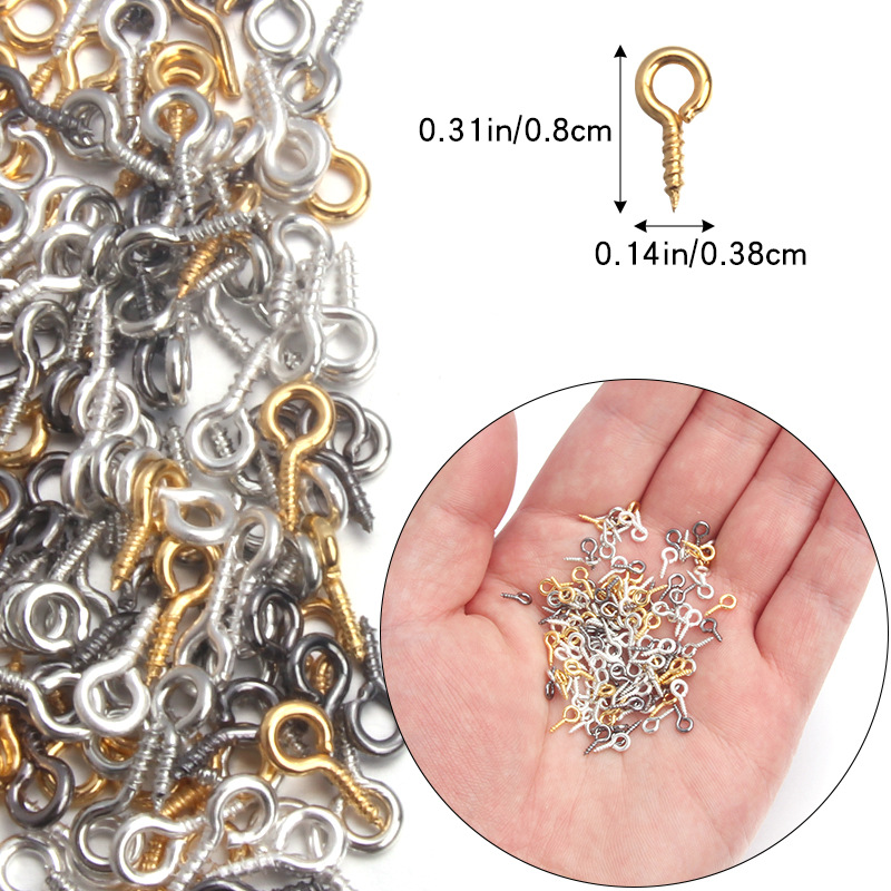Iron Electroplated Gold and Silver Sheep Eye Nails Pearl Screws DIY Pendant Pendant Connection Threaded Sheep Nail Accessories Wholesale