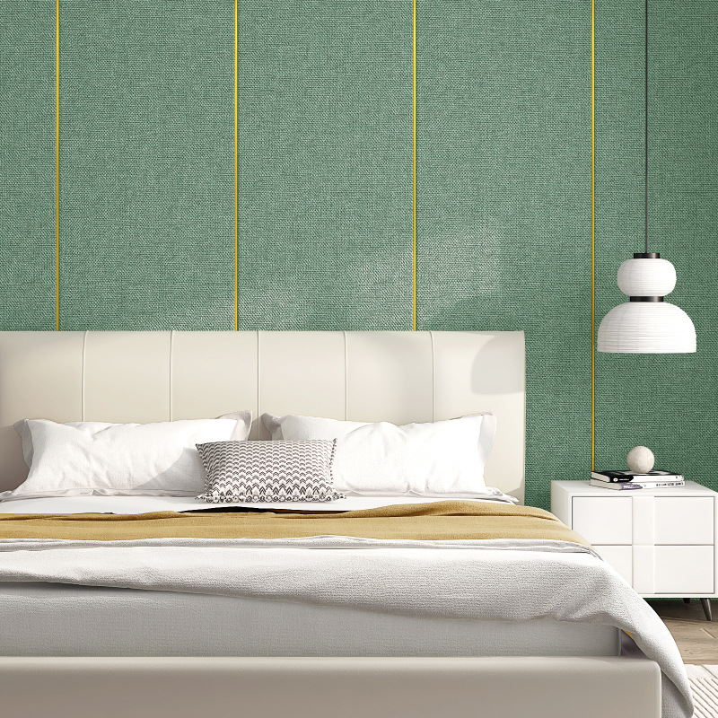 Linen Thickened Wall Cloth Self-adhesive Wallpaper Bedside Soft Bag Wallboard TV Background Wall Stickers Waterproof Bedroom Decorative Wallpaper
