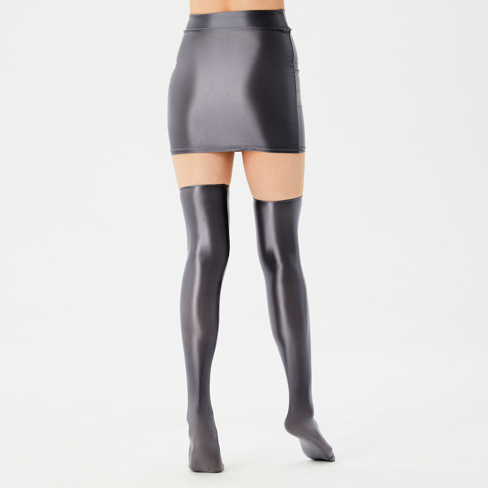 Thin oil-permeable bright luster silky high elastic large size miniskirt hip sexy European and American cross-border explosions ebay7070Q