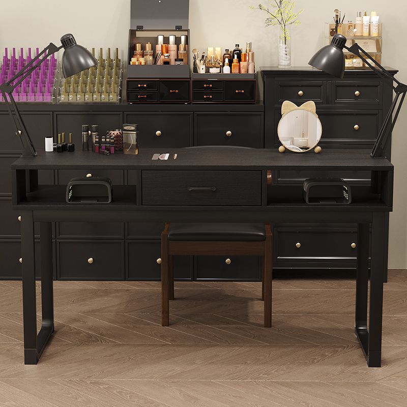 Nail Art Table and Chair Set, Retro Special Price, Economical Single/Double Workstation Nail Art Table with Lamp, Japanese Style Nail Salon Table and Chairs