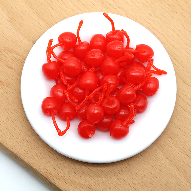 Mini PVC simulation cherry fruit model diy cream glue phone case beauty food material doll house accessories