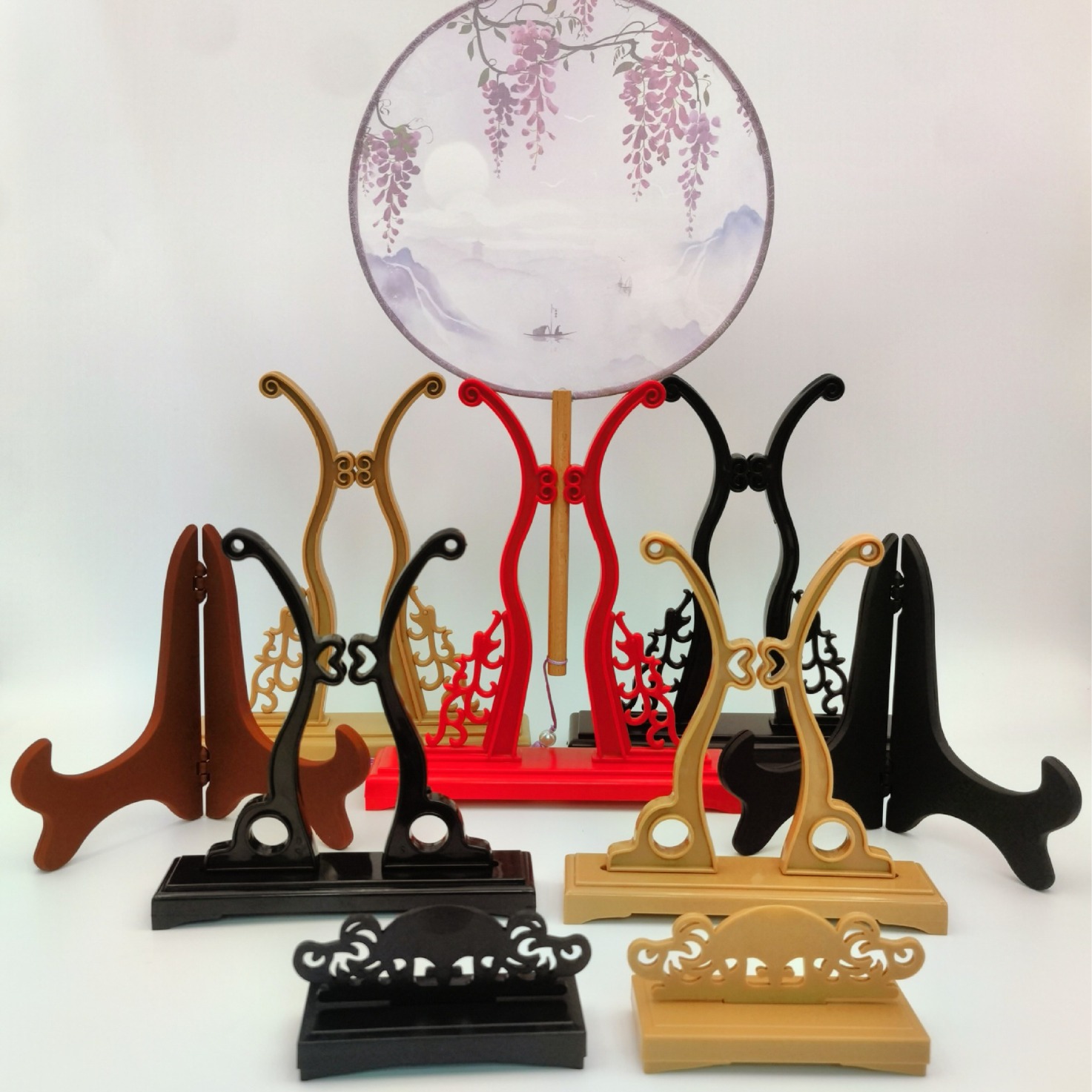 Special fan support for lacquer fan fan rack group fan rack plastic fan shelf base Chinese style fan display rack table