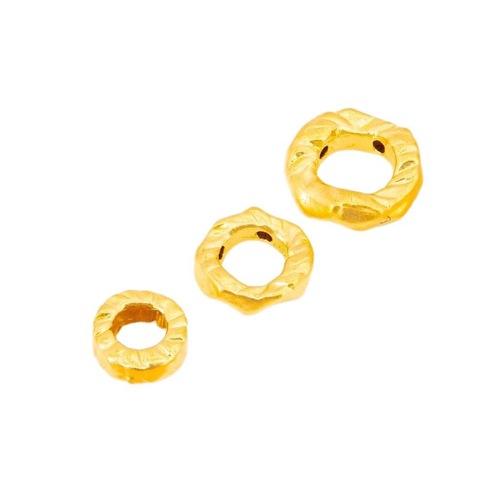 Pure Gold 999 Gold Coil Spacer Bracelet Handmade Hammered Circle Small Gold Circle Pure Gold Fortune Money String Bracelet