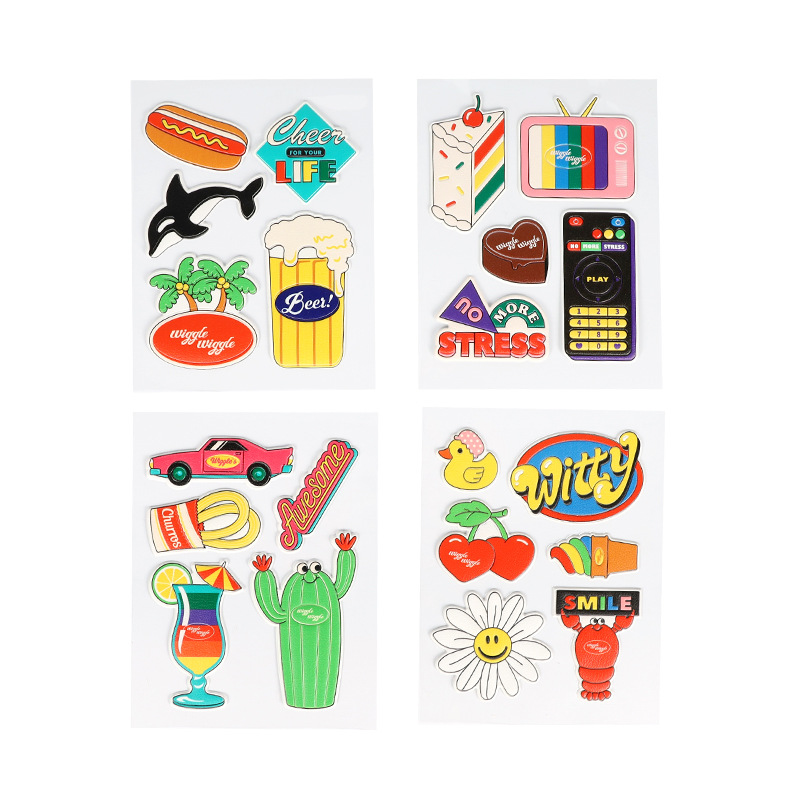 Factory Supply pu Cartoon Vintage Stickers Leather Color Stickers Jewelry Gift Decorative Stickers Adhesive Stickers