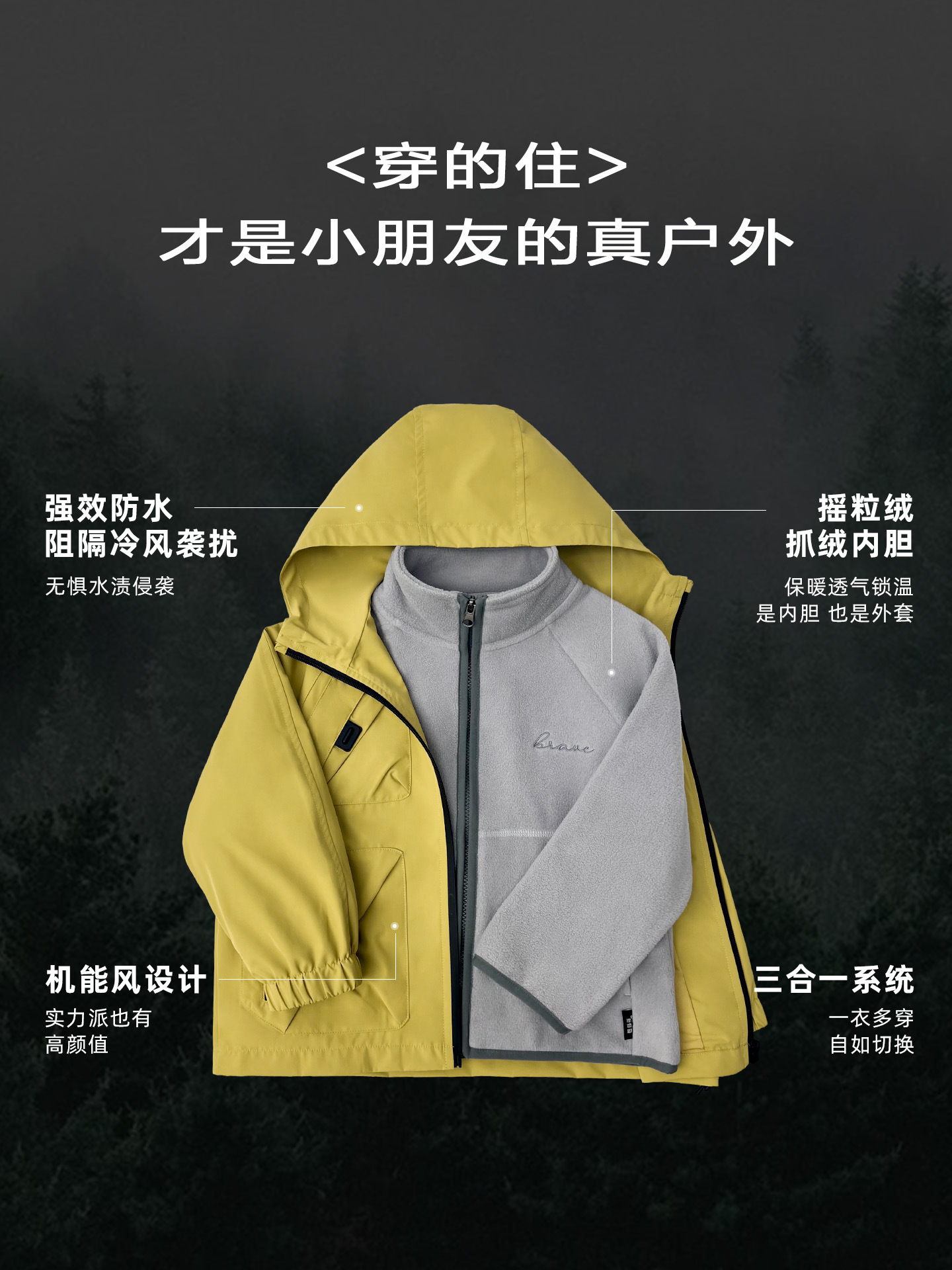 Haima's Children's Clothing 2025 Spring and Autumn New Boys Three-In-One Hooded Autumn Jacket Jacket Outdoor Workwear