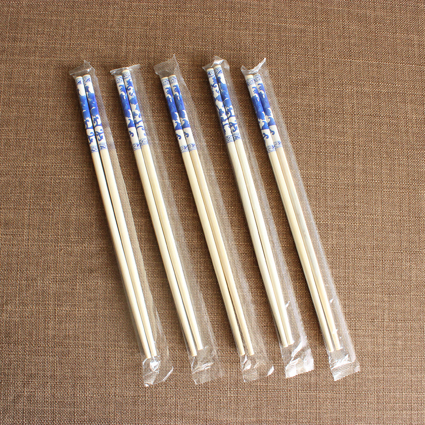 Disposable blue and white porcelain chopsticks manufacturers printed bamboo chopsticks independent packaging hygiene convenient hot pot take-out