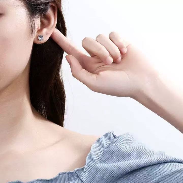 Platinum Pt950 Cultivated Diamond Stud Earrings for Women, Simple 50 Points Four-Prong Earrings for Men and Women, Birthday Gift for Girlfriend