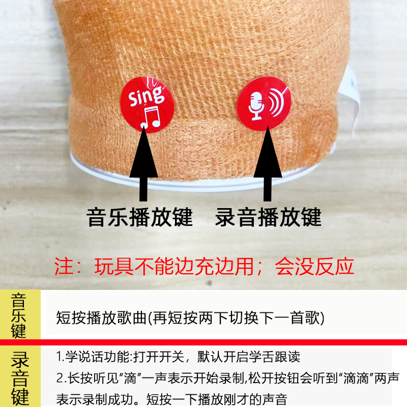 Dancing Cactus Can Sing and Talk Sand Sculpture Niuniu Plush Toy Electric Multi-Function