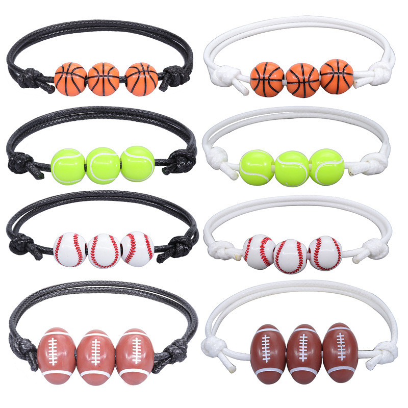 Amazon Explosions Basketball Baseball Bracelet Wax Woven Softball Tennis Football Football Bracelet Sports Bracelet