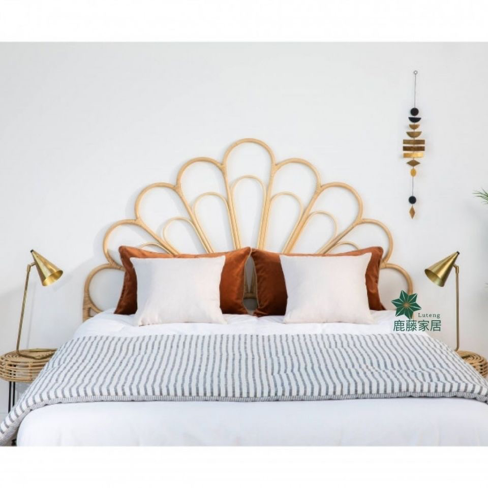 Ins Natural Rattan Headboard Home B&B Hotel Model Room Background Decoration Double Bed Screen Backrest Japanese Style