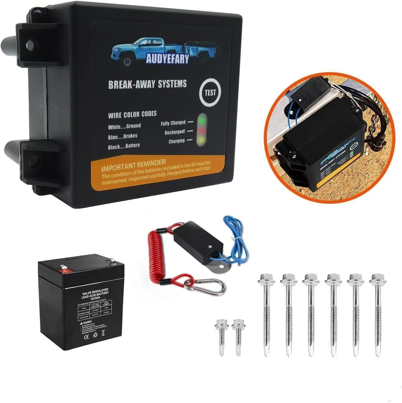 12V 5Ah Trailer Electromagnetic Brake Protector Battery Safety Control Box Emergency Brake Modification Trailer