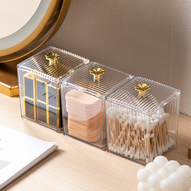 Clover Cotton Swab Box Lipstick Transparent Box Storage Box Desktop Sundries Dental Floss Storage Cotton Swab Cosmetics Storage Box