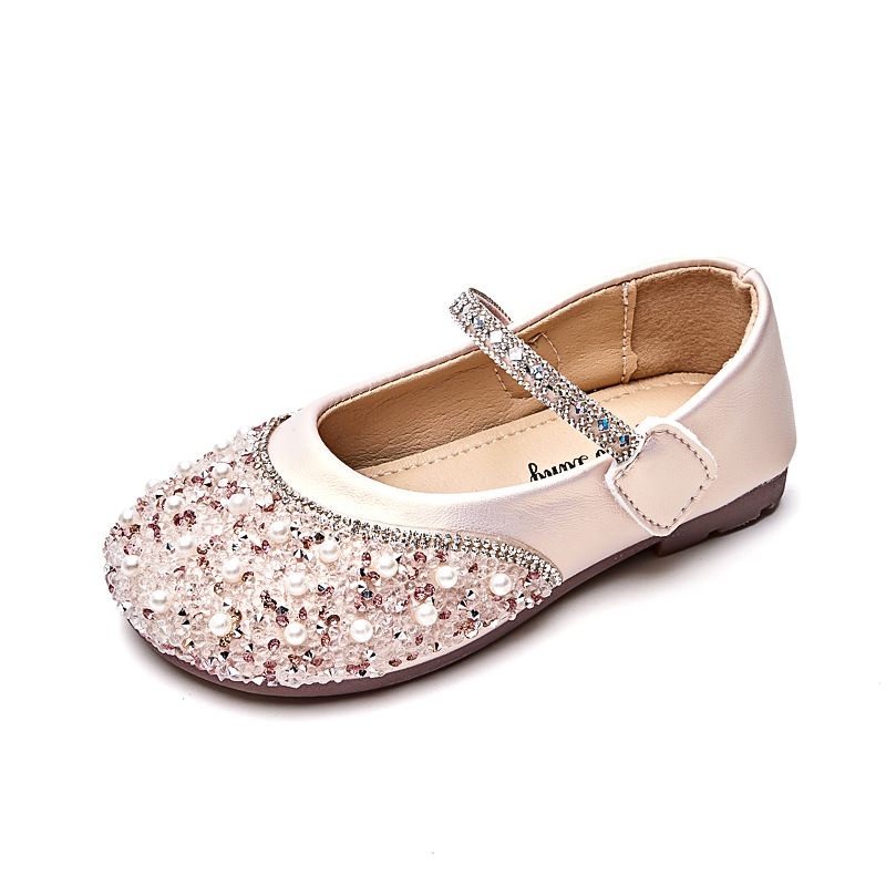 Girls' Crystal Shoes 2026 Spring and Autumn New Style Children's Princess Shoes Soft Sole Flower Girl Single Shoes Performance Sequin Runway Shoes