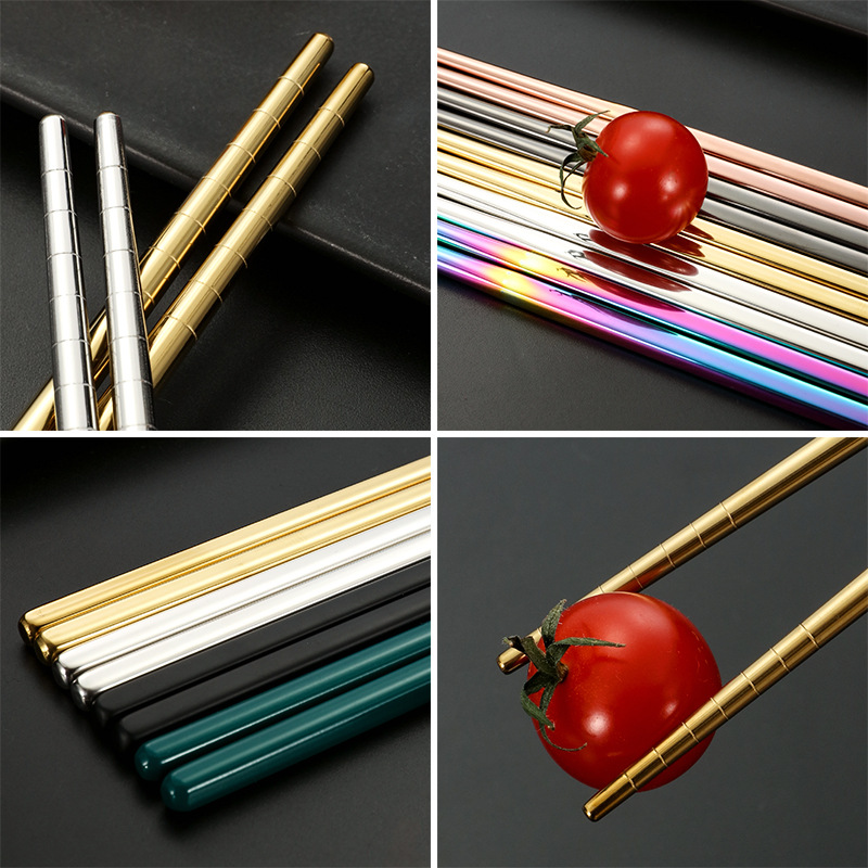 Stainless Steel Chopsticks Household Non-slip Commercial Chopsticks One-person Chopsticks Household Metal Chopsticks Color Public Chopsticks Single-person Set