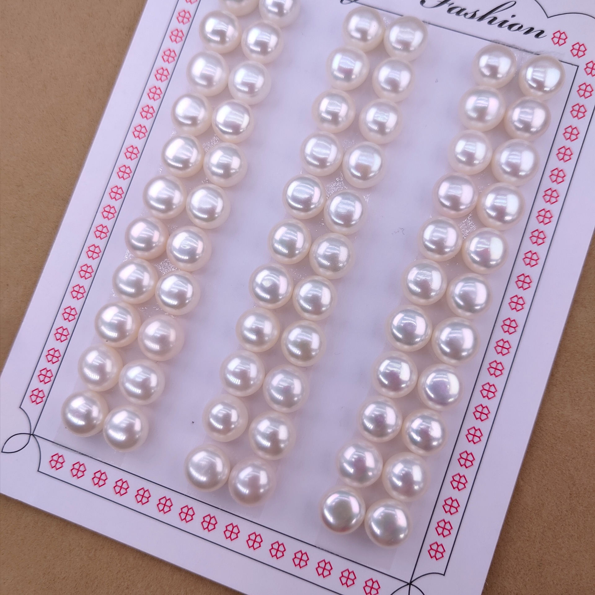 4A+ Natural Freshwater Bread Beads Half-Hole Steamed Bun Pearl Bare Beads Ring Face DIY Accessories Loose Beads Manufacturer Wholesale