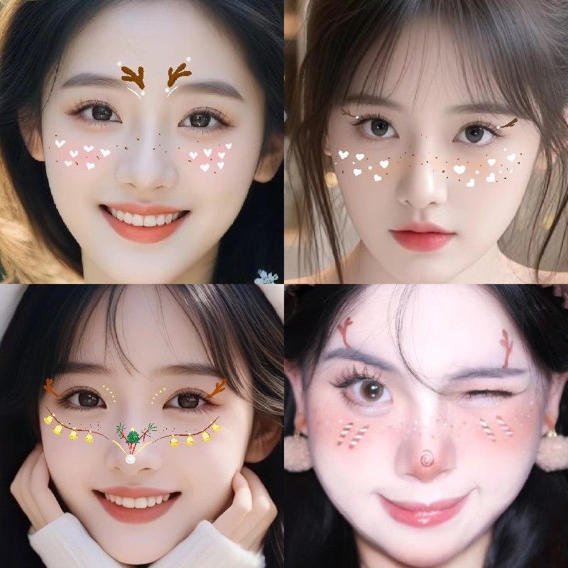 Valentine's Day Lantern Year of the Snake Tattoo Sticker Water Transfer Face Sticker Cartoon Cute Sticker Disposable Face Sticker