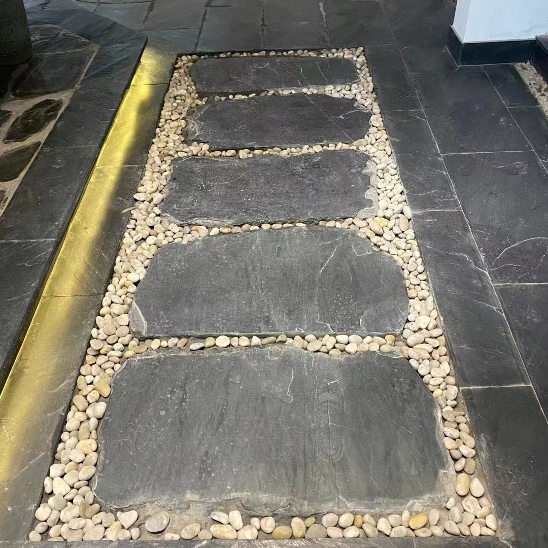 Green Slate Step Stone Courtyard Irregular Stepping Stone Garden Villa Anti-slip Floor Tile Ting Stone Step Stone Paving