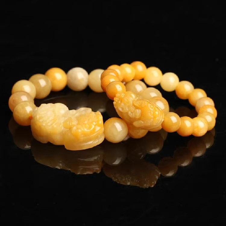 2023 старый желтый нефритовый резной пийся с древними монетами браслет цепочка золотой шелк желтый дракон нефрит пийся для мужчин и женщин