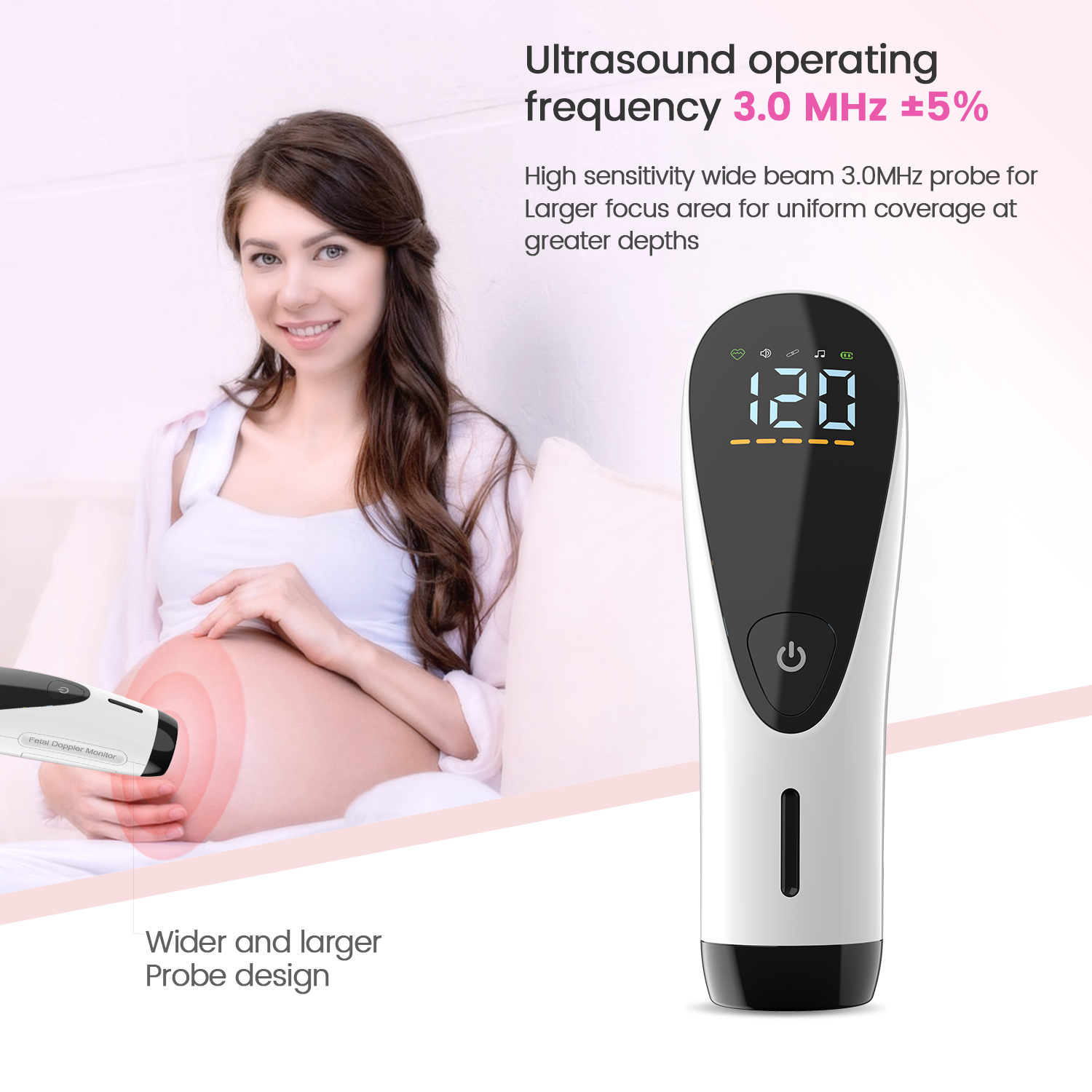 Cross-Border Portable Fetal Heart Rate Monitor, Pregnant Women's Home Monitor, Doppler Detection Fetal Heart Rate Meter, Fetal Heart Rate Meter