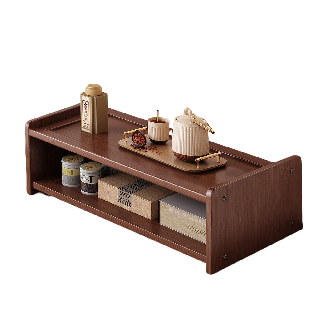 Living Room 2025 New Tea Cabinet Bamboo Desktop Storage Rack Small Cup Storage Rack Acrylic Cabinet Door Table Side Cabinet