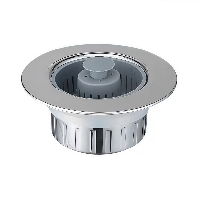 Press-Type Kitchen Sink Strainer Drain Stopper for Dishwashing Sink with Odor-Proof Core