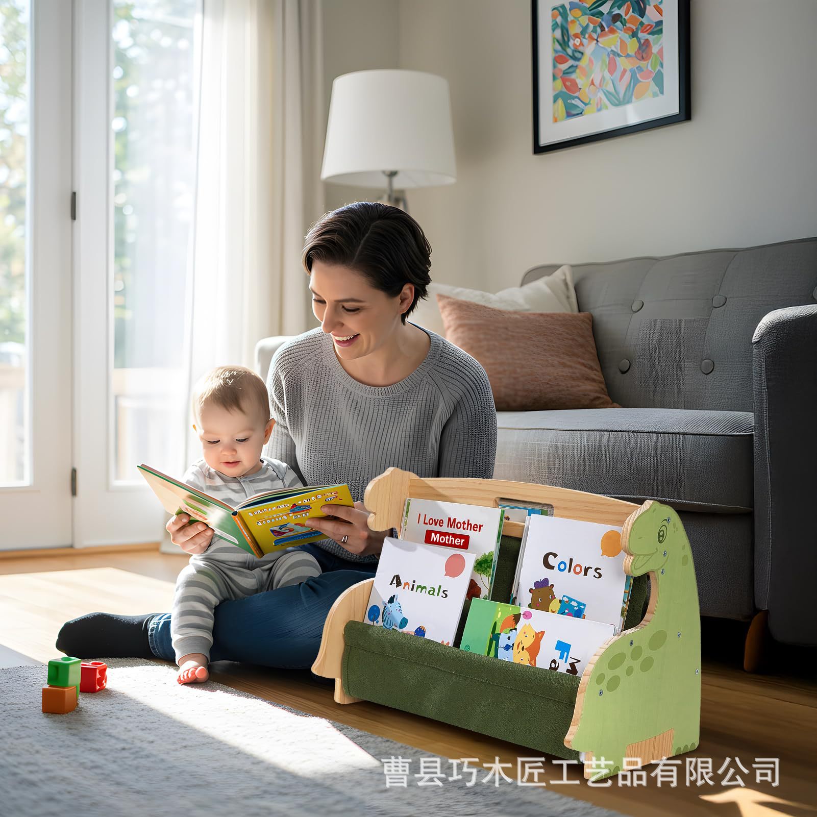 Cross-Border Wooden Children's Bookshelf Solid Wood Children's Bookshelf Bedroom Floor-Standing Wooden Children's Book Storage Rack