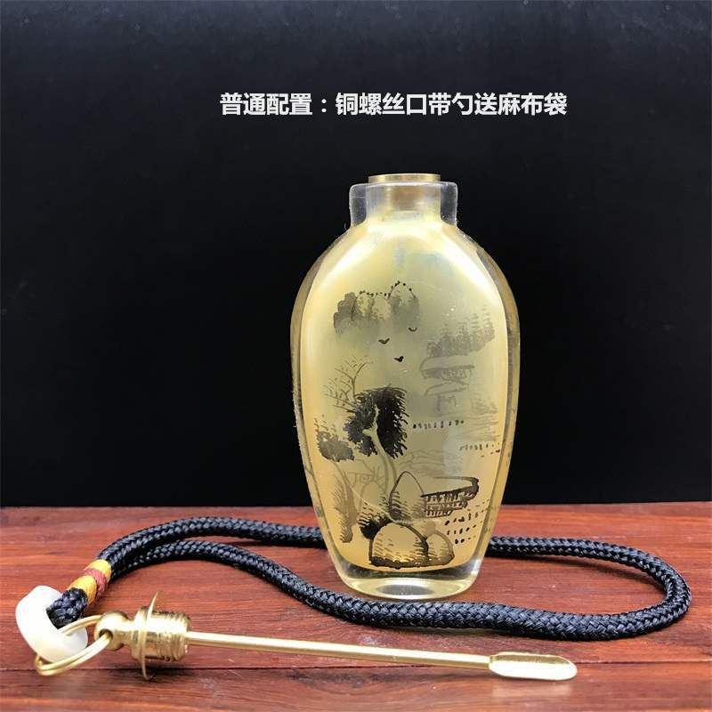 Hengshui Internal Painting Snuff Bottle Optional with Spoon Snuff Powder Set Crafts Bottle Internal Painting Handmade Play Other