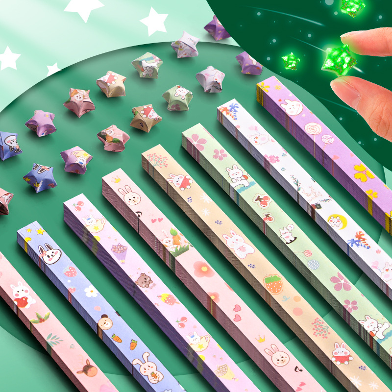 Светящиеся звезды, бумажные фигурки, градиент, мультяшные красивые удачные звезды, пятиконечные звезды, ручная работа, маленькие звезды