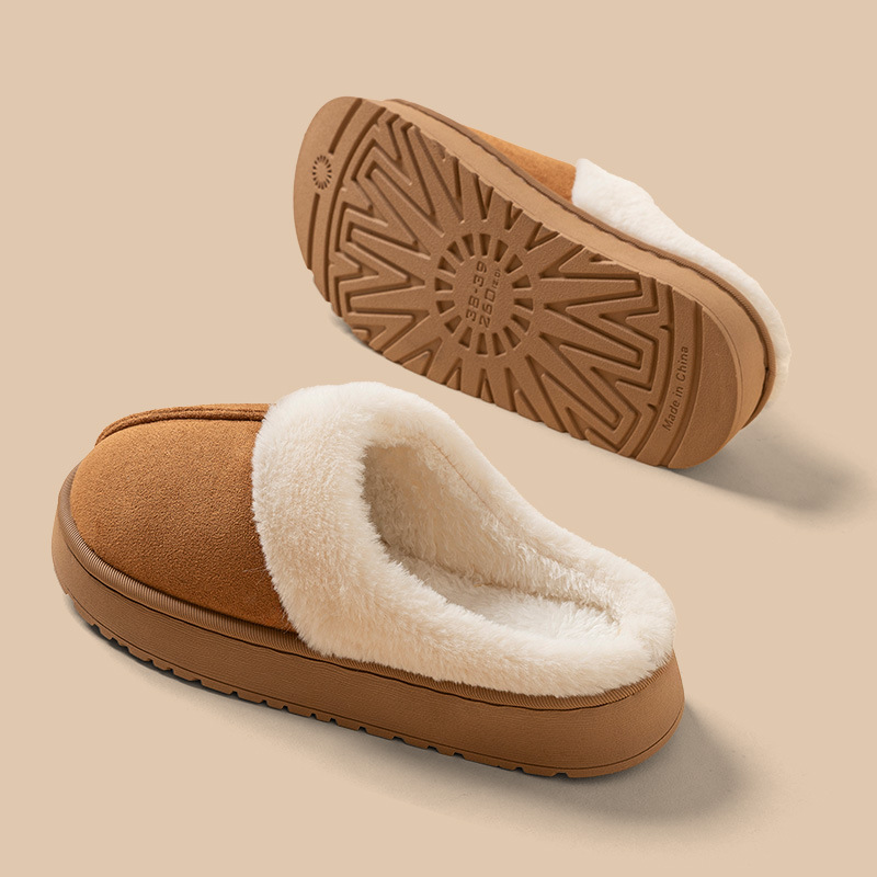 Advanced Sense Cotton Slippers Couple's Autumn and Winter Indoor Cotton Slippers Home Non-slip Thick Bottom Fur Plush Warm Couple Slippers
