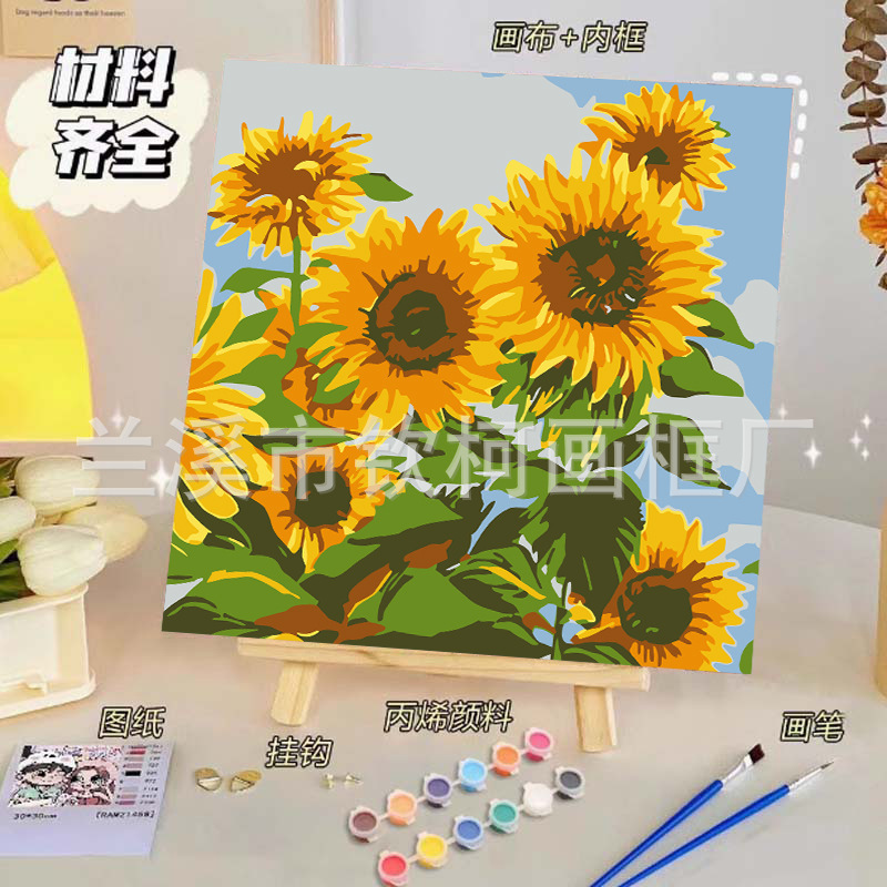 Оптовая продажа масляной живописи, трансграничная, Amazon, делай сам, ручная живопись, внешняя торговля, роза, пейзаж, бабочка, цифровая масляная живопись