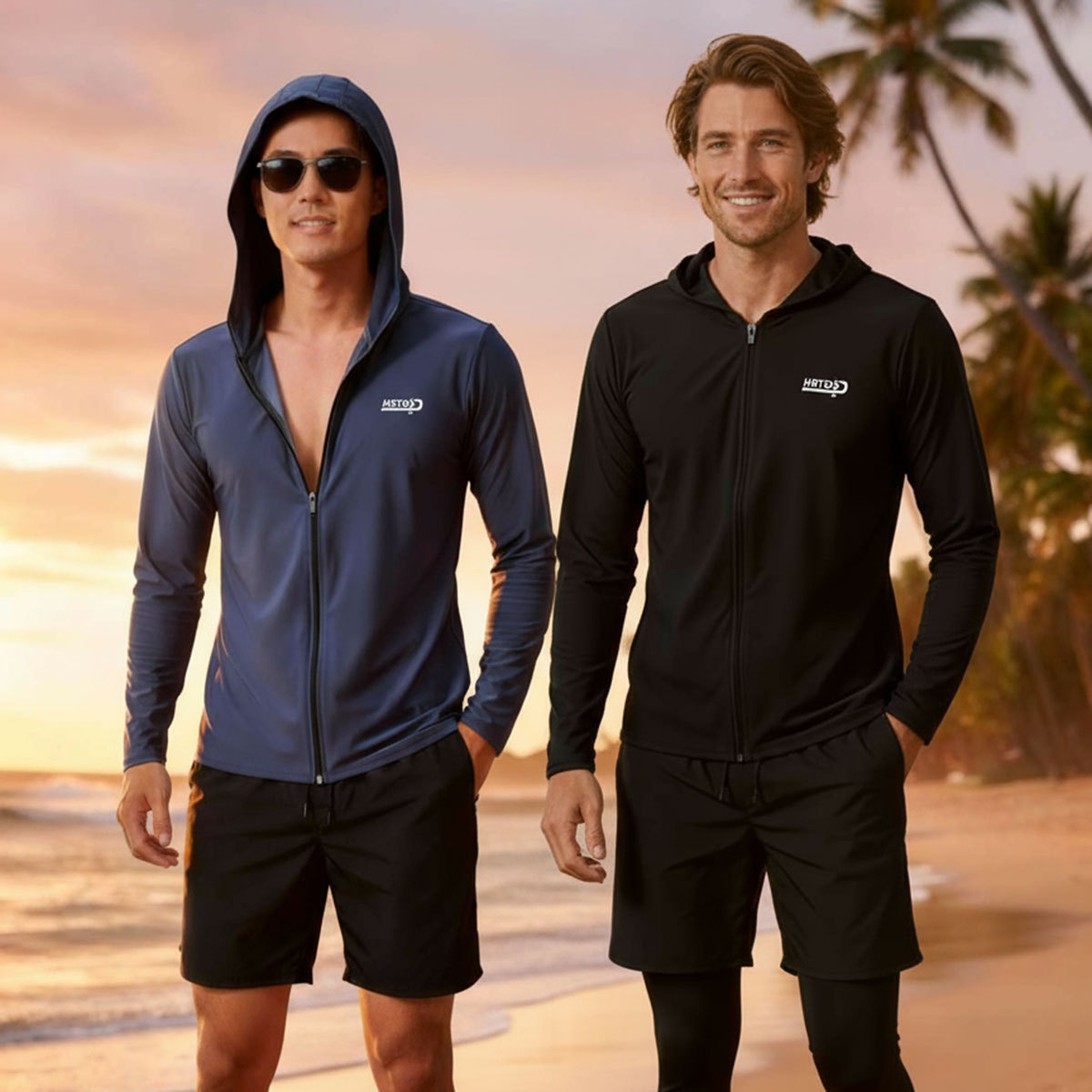 Мужской гидрокостюм с капюшоном, защитная рубашка, для сноркелинга, длинные рукава, длинные штаны, трехкомпонентный купальный костюм