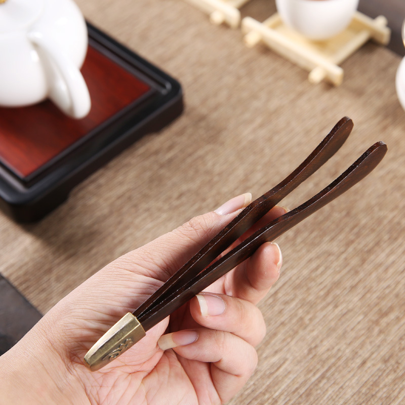 Ebony Chicken-Wing Wood Tea Cup Holder, Bamboo Tea Tongs, Straight Tongs, Curved Tongs, Tea Accessories, Bamboo Anti-Scalding