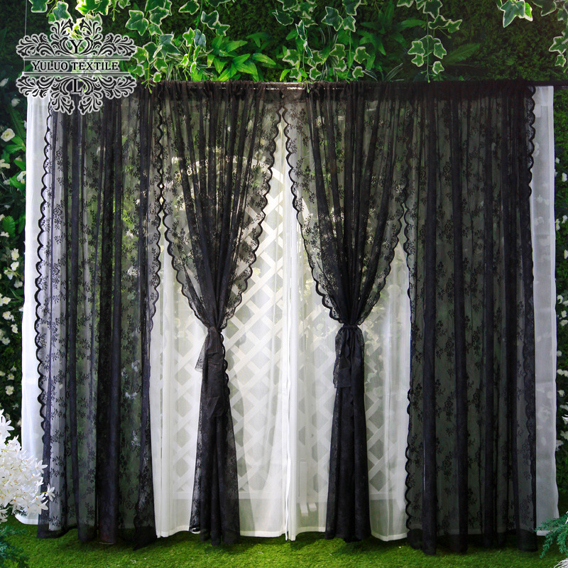 Lace Window Screen Gauze Finished Jacquard Gauze French Korean American Pastoral White Gauze Curtain Door Curtain Bay Window Bedroom