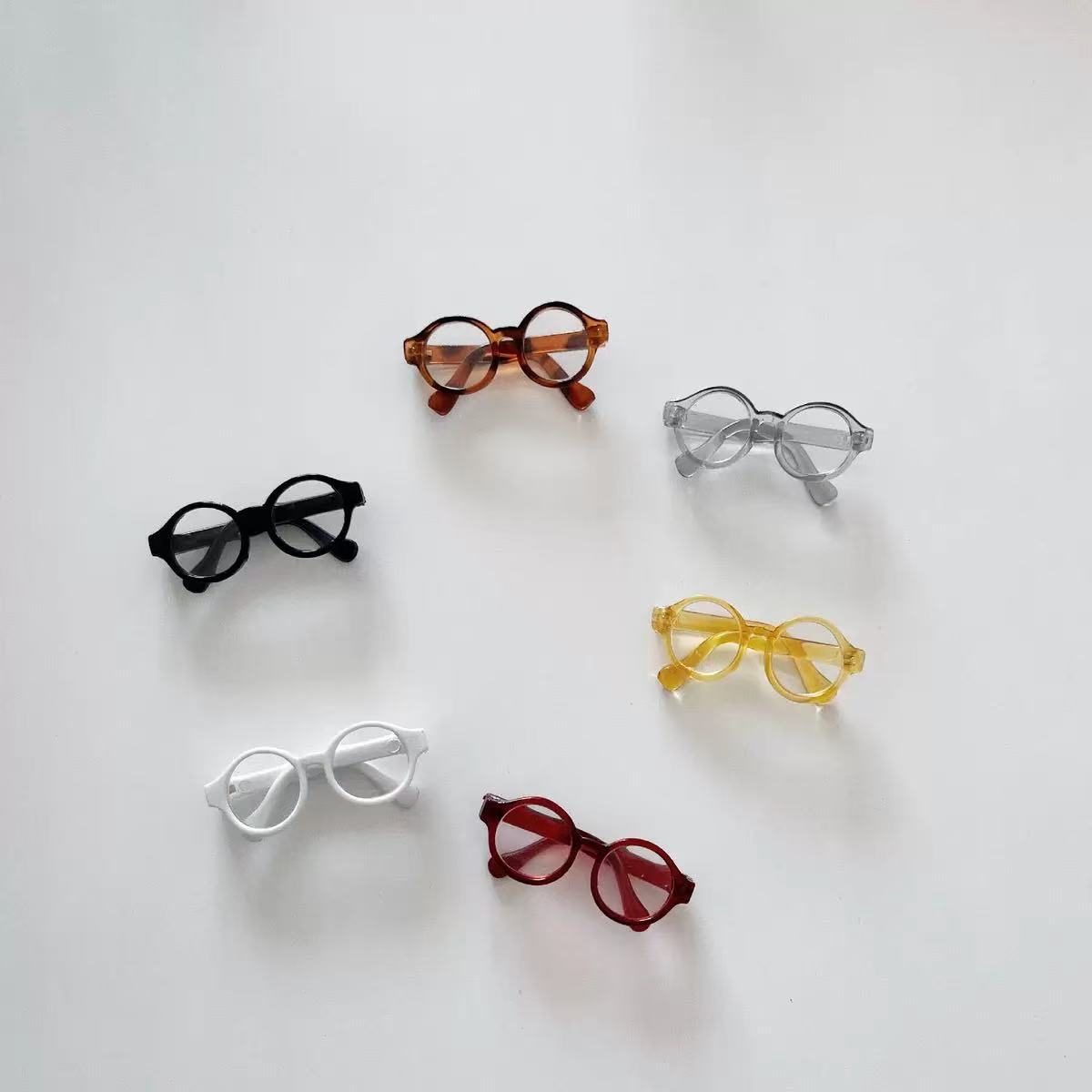 Кукольные очки, прозрачные очки для домашних животных, милые круглые прямые очки, компактные декоративные зеркала, очки для домашних животных