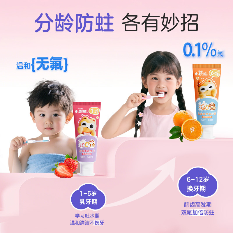 Little Raccoon Children's Toothpaste for Ages 6 to 12 Contains Fluoride to Prevent Cavities and Strengthen Teeth, Suitable for Ages 1-6, Oraflu Fruit-Flavored Toothpaste That Is Not Spicy