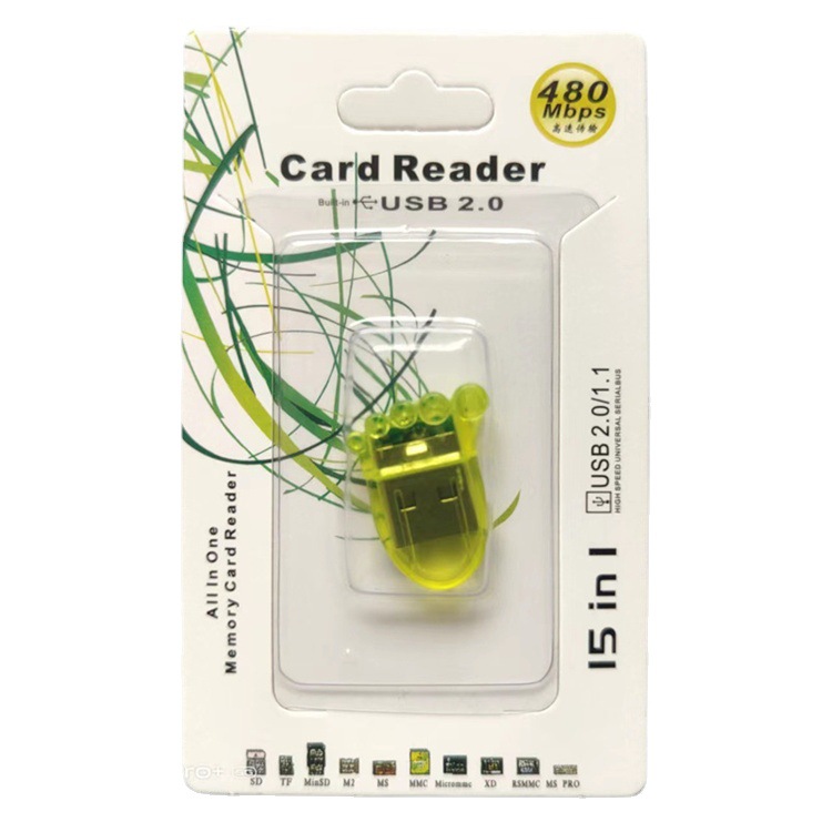 Factory wholesale transparent small feet card reader TF card/mobile phone memory card USB2.0 bird style card reader