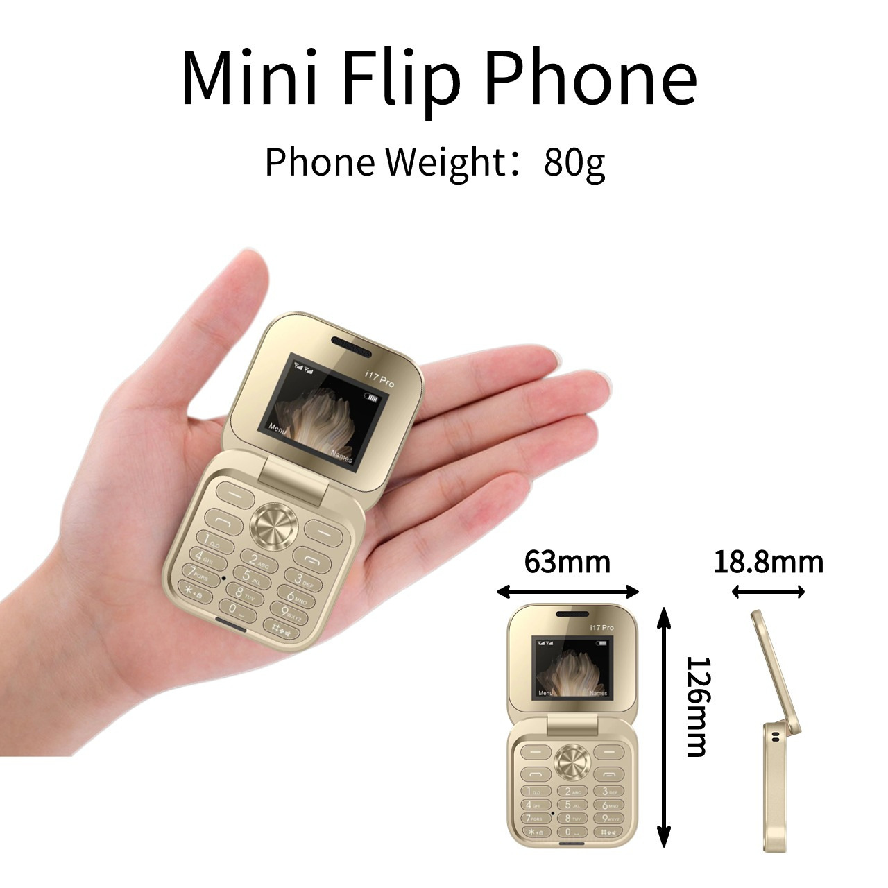 Cross-border foreign trade hot-selling exquisite appearance mini folding function machine flip button mobile phone pocket machine for the elderly
