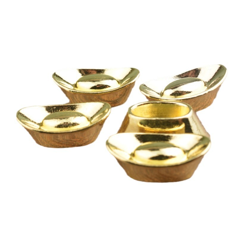 Metal Crafts Mini Alloy Silver Ingot Imitation Gold Ingot Decorative Ornaments Gourd Cornucopia to Attract Wealth and Worship