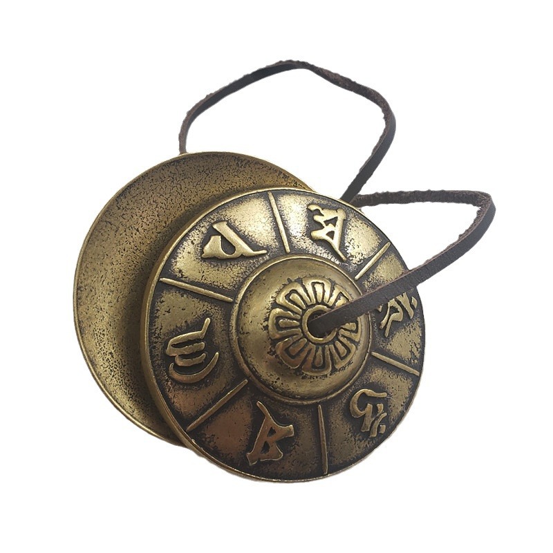 Antique six-character true words touch the bell touch the bell copper pull touch the bell ding T375