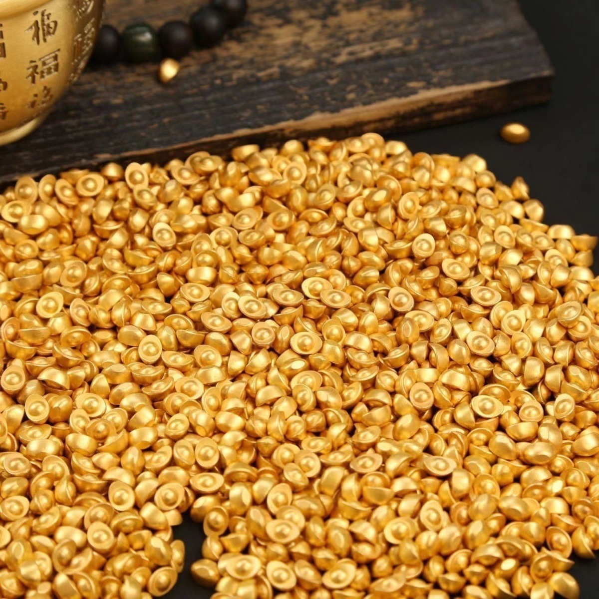 Chinese-Style Ingot Sand-Gold Small Ingot Imitation Metal Crafts Accessories Treasure Bowl Decorations Factory Wholesale Copperware