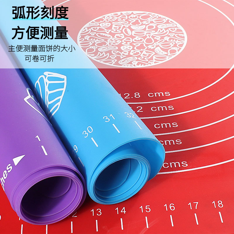 Cross-Border New Silicone Kneading Mat Large Thickened Kitchen Household Baking Tools High Temperature Resistant Chopping Board Set Wholesale