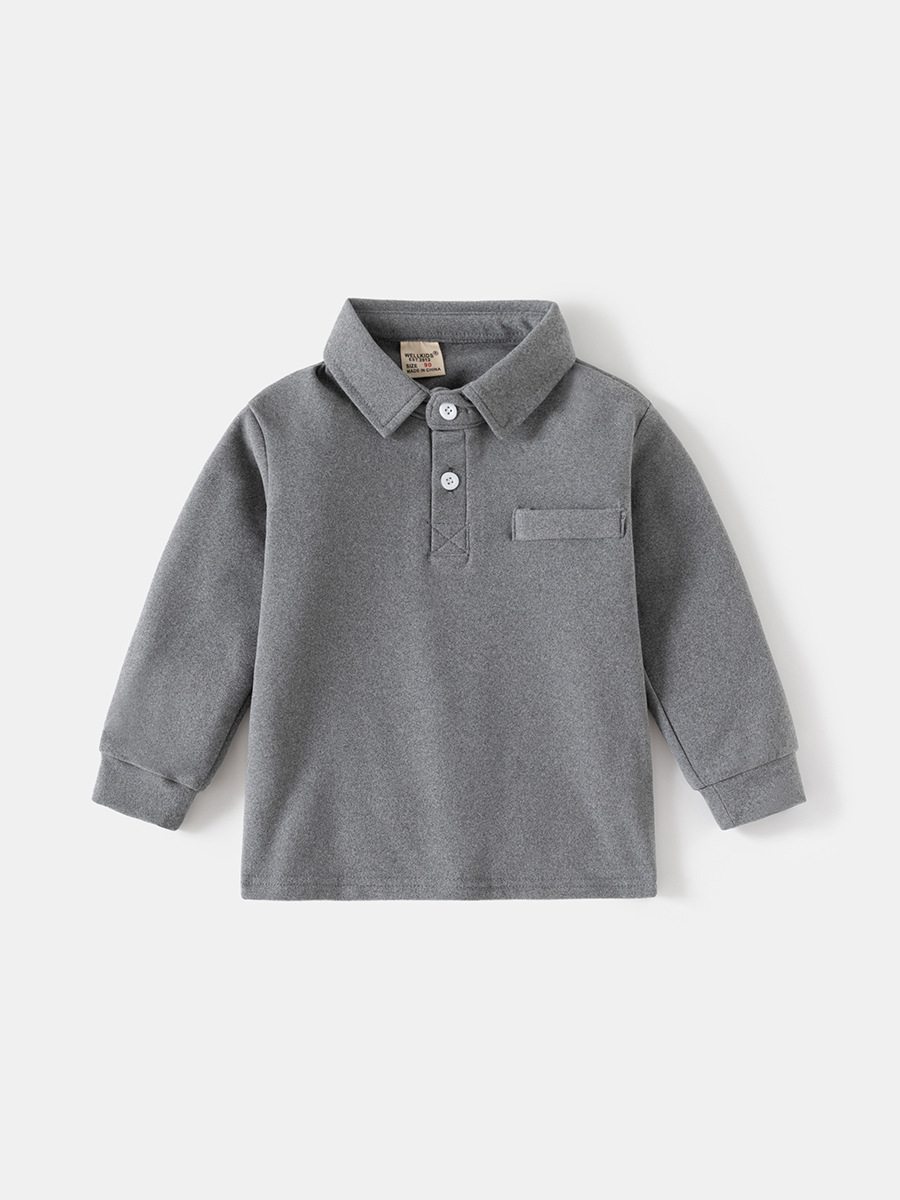 Children's POLO shirt 2024 new boys lapel thick long sleeve T Korean baby autumn coat children's clothing wholesale